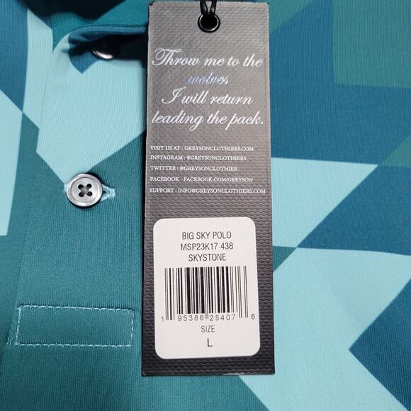NWT Greyson Mens Big Sky Polo Shirt Bold Geometric Pattern $118 Rtl Size Large - Picture 12 of 16